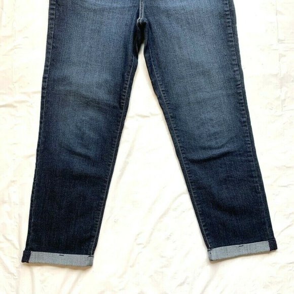 NYDJ Jeans Lift Tuck Technology Womens 6 Rolled Cuffed Hem Dark Blue Denim NEW - Picture 4 of 12